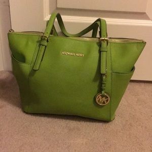 Green Michael Kors Tote Handbag